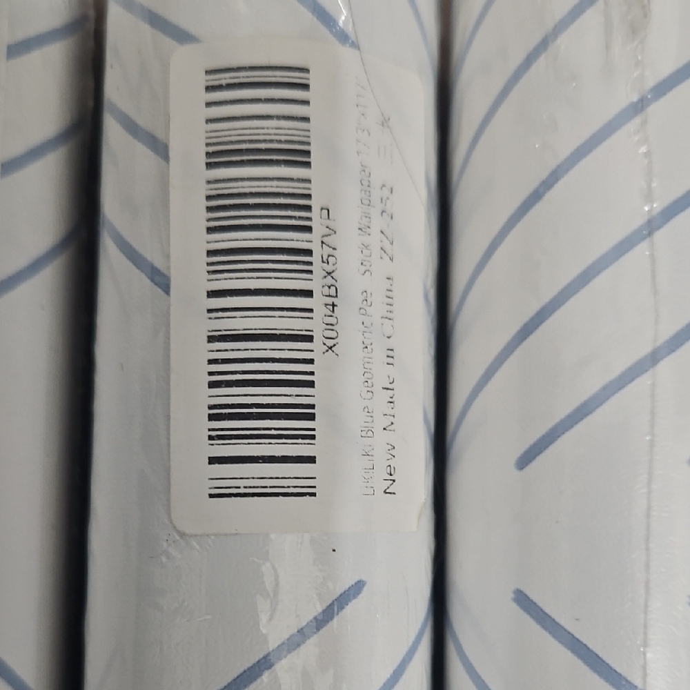 Blue Geometric Peel & Stick Wallpaper 17.3” x 117” – 4 Rolls – Removable - Picture 2 of 3